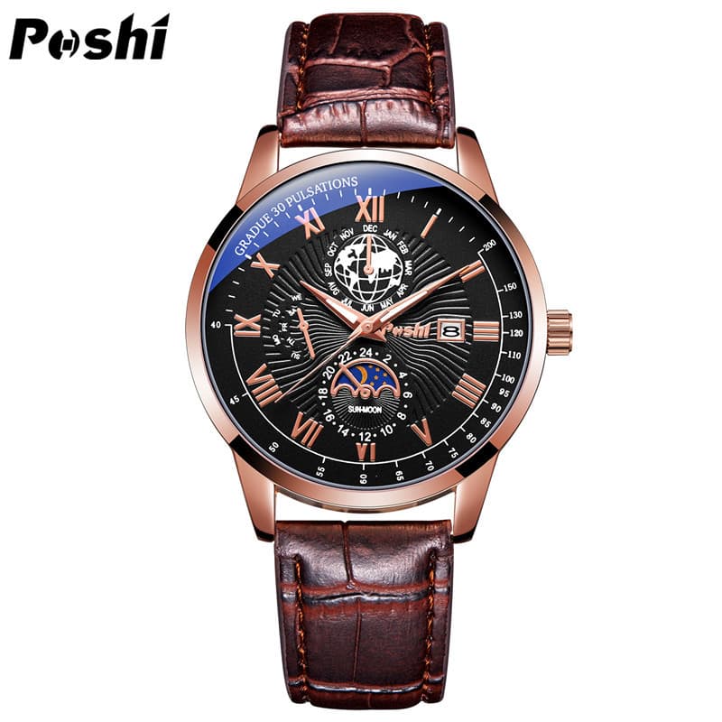 Swiss Business Belt Watch Men's Quartz Watch Genuine Waterproof Brand Name Watch Men's Watch Douyin One Piece Dropshipping 8