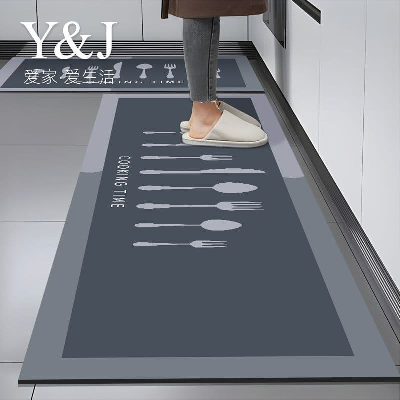 Modern diatom mud kitchen floor mats, non-slip, oil-absorbing, water-absorbing door floor, stain-resistant foot mats, household washable carpets 5