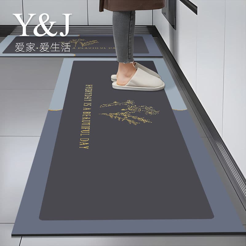 Modern diatom mud kitchen floor mats, non-slip, oil-absorbing, water-absorbing door floor, stain-resistant foot mats, household washable carpets 9