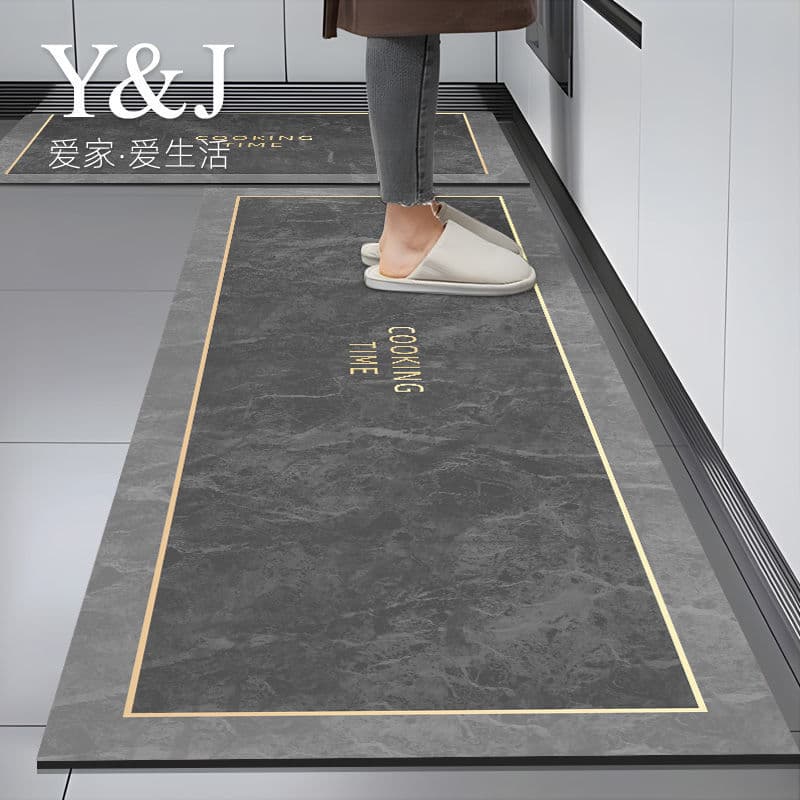 Modern diatom mud kitchen floor mats, non-slip, oil-absorbing, water-absorbing door floor, stain-resistant foot mats, household washable carpets 1