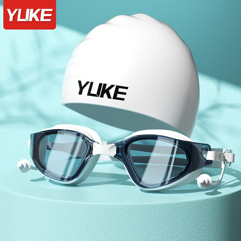 Swimming goggles HD anti-fog waterproof large-frame swimming goggles men's and women's swimming caps swimming goggles set diving and swimming special equipment 2