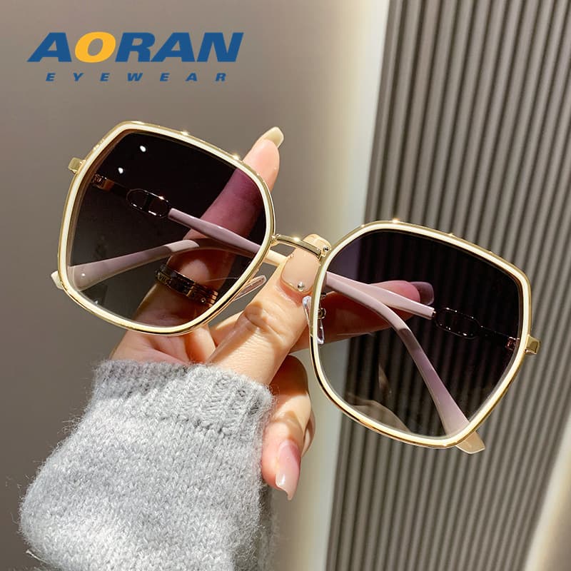 Sunglasses for women summer sun protection and UV protection 2026 new style trendy big face slimming sunglasses advanced sense polarized glasses 2
