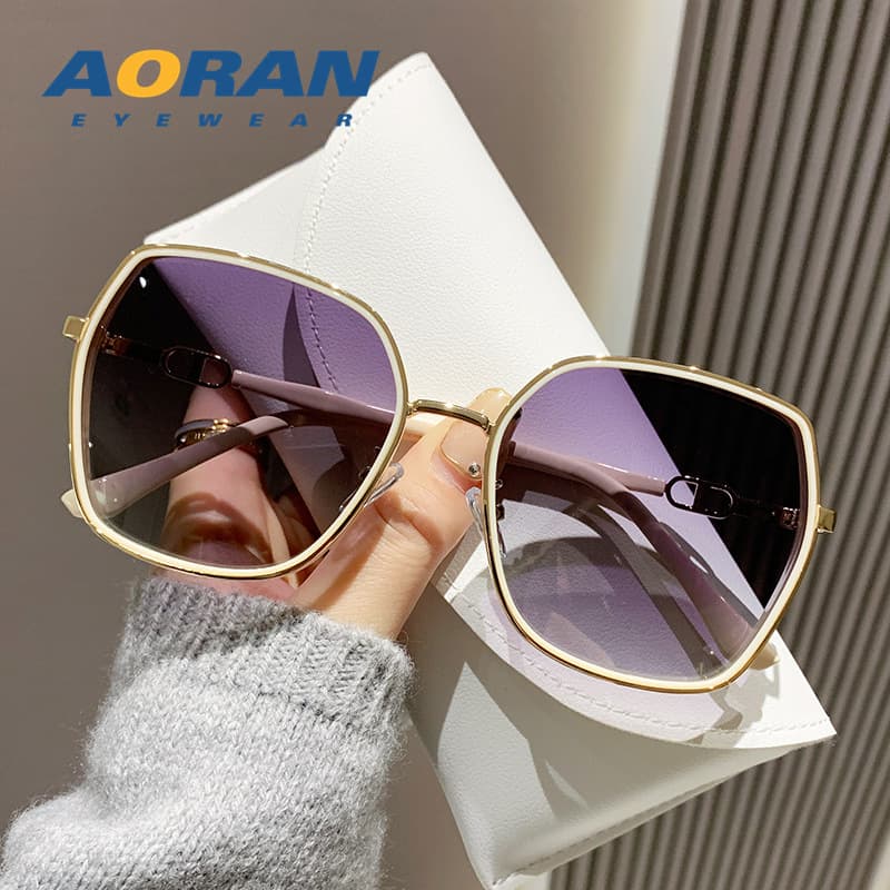 Sunglasses for women summer sun protection and UV protection 2026 new style trendy big face slimming sunglasses advanced sense polarized glasses 10