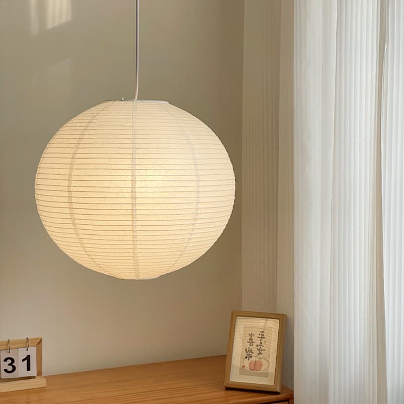 Japanese Zen chandelier simple Internet celebrity B&B living room lamp wabi-sabi style restaurant dining table ball white rice paper chandelier 2