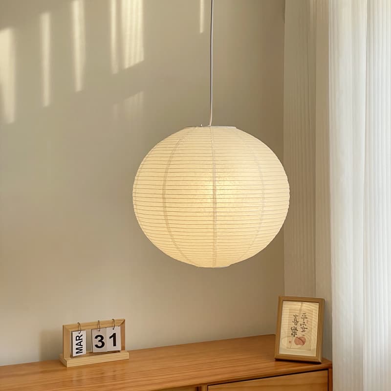 Japanese Zen chandelier simple Internet celebrity B&B living room lamp wabi-sabi style restaurant dining table ball white rice paper chandelier 3