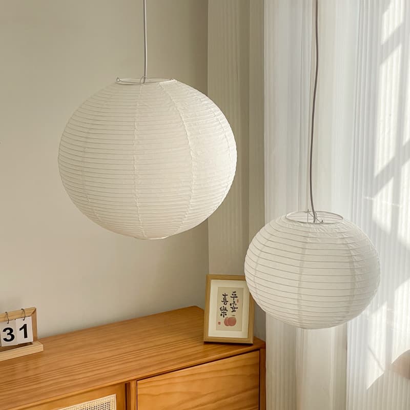 Japanese Zen chandelier simple Internet celebrity B&B living room lamp wabi-sabi style restaurant dining table ball white rice paper chandelier 4