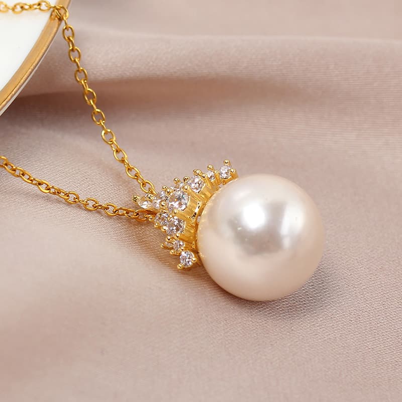 Domestic copper 14K gold-filled Ice Queen pearl earrings pendant set DIY accessories S925 silver needle jewelry for women 4