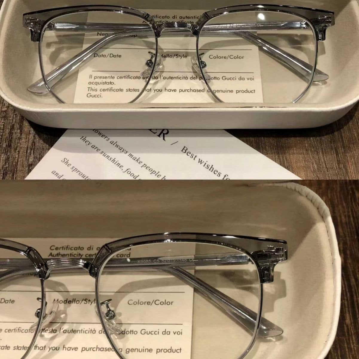 Half-frame myopia glasses frame for men, transparent coconut gray eyebrow frame, anti-blue light eye flat mirror for women 2204 5