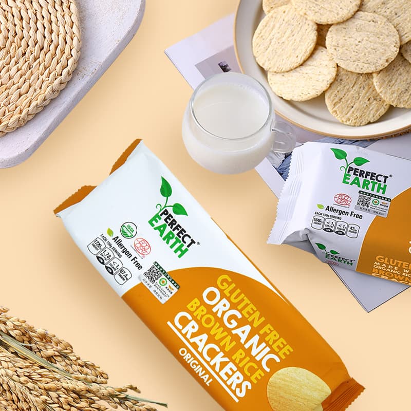 Gluten-free organic brown rice crackers, chia seeds and seaweed, sugar-free, no added wheat, skin-friendly Hashimoto Toshiho snacks 3