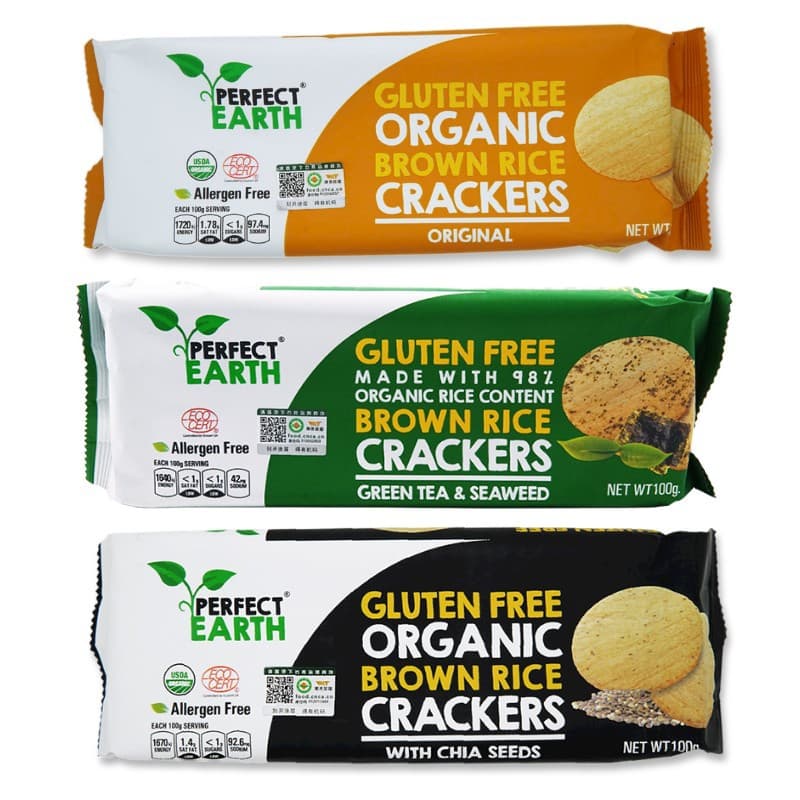 Gluten-free organic brown rice crackers, chia seeds and seaweed, sugar-free, no added wheat, skin-friendly Hashimoto Toshiho snacks 6