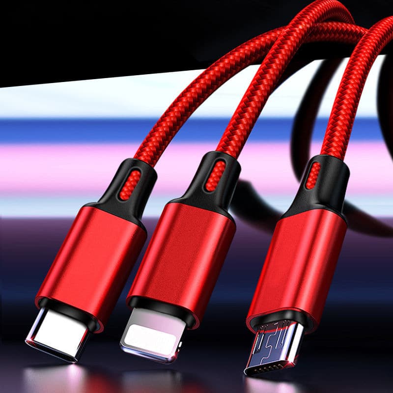 Three-in-one mobile phone fast charging one-to-three fast three-head three-wire charging data cable 3