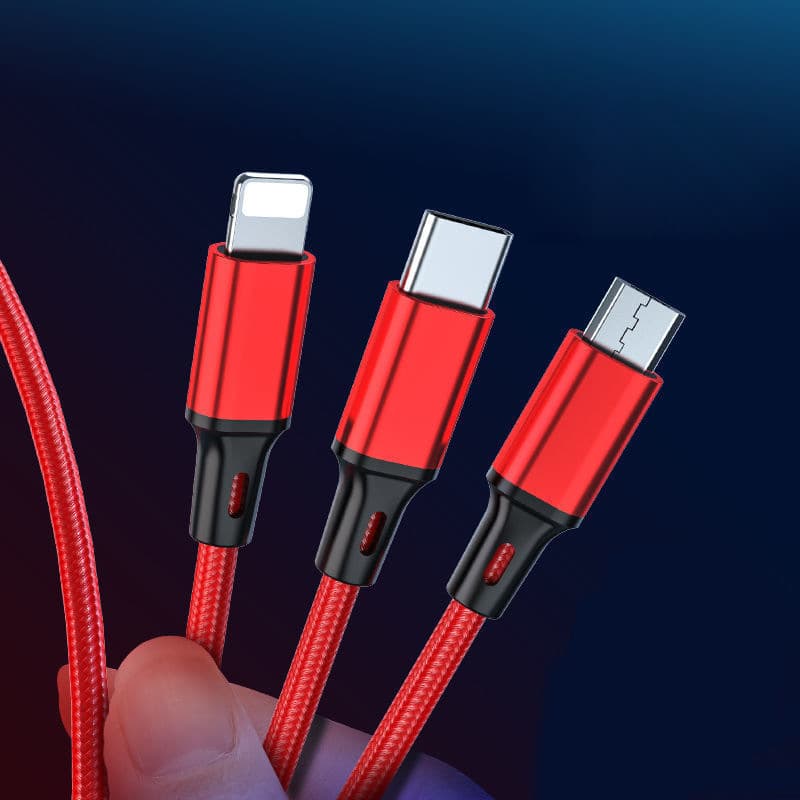 Three-in-one mobile phone fast charging one-to-three fast three-head three-wire charging data cable 1