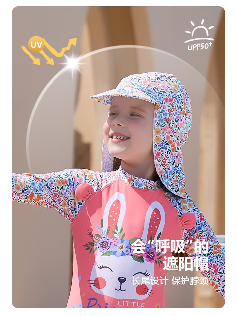 UPF50+ children's swimsuit, girl's long-sleeved swimsuit, children's one-piece baby sun protection surfing suit, baby swimsuit trend 7