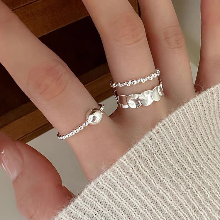 Irregular metal ring set for women Korean niche retro personality simple versatile temperament fashion ring ring 1