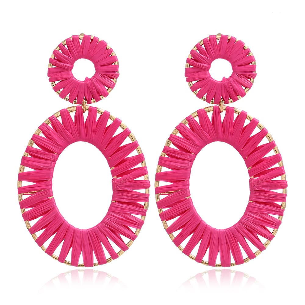 European and American cross-border new earrings Barbie pink best-selling set rose red geometric versatile holiday style summer earrings for women 4