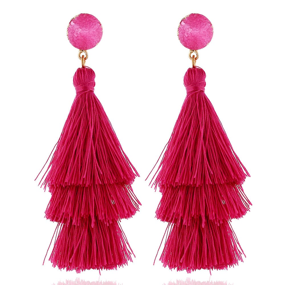 European and American cross-border new earrings Barbie pink best-selling set rose red geometric versatile holiday style summer earrings for women 8