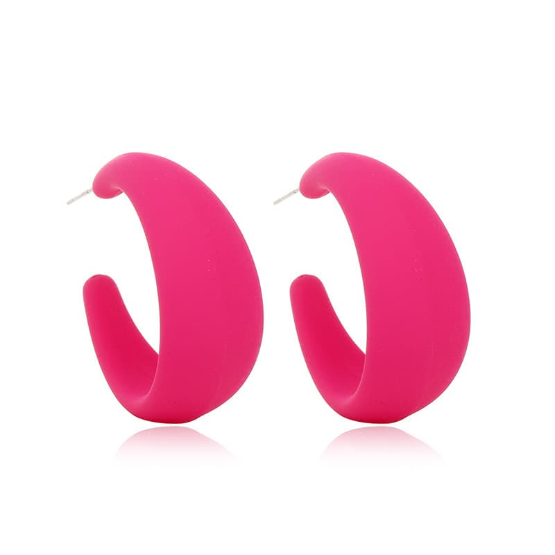 European and American cross-border new earrings Barbie pink best-selling set rose red geometric versatile holiday style summer earrings for women 9