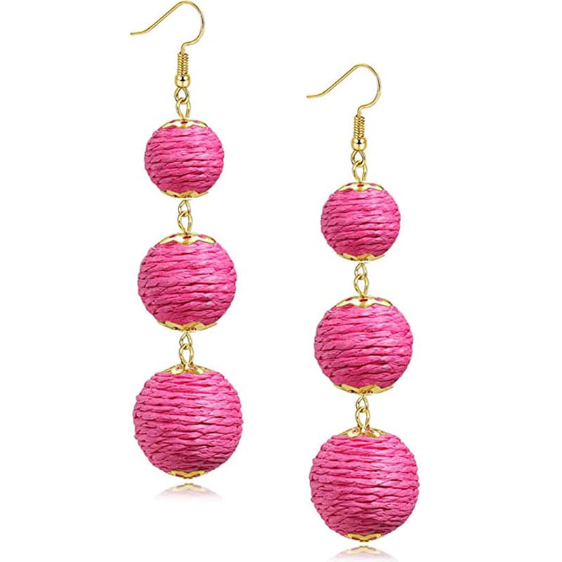 European and American cross-border new earrings Barbie pink best-selling set rose red geometric versatile holiday style summer earrings for women 10