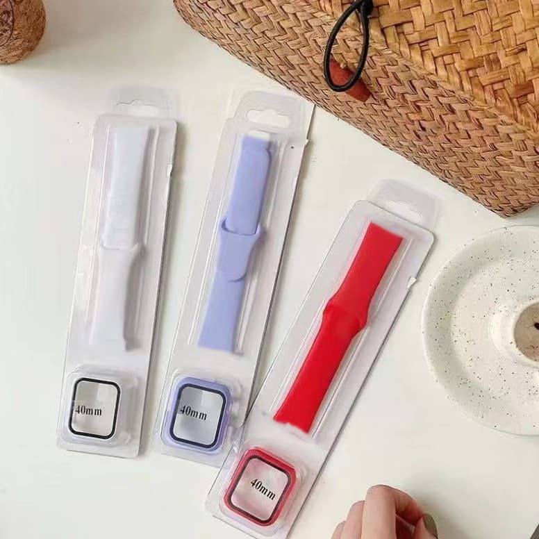 Suitable for Apple watch case iwatch7 strap 6se generation silicone AppleWatch watch strap + case set 4