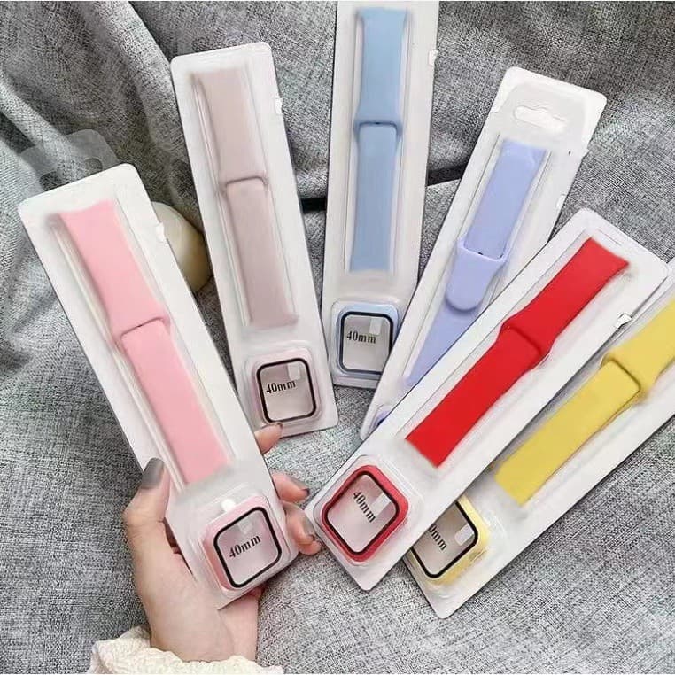 Suitable for Apple watch case iwatch7 strap 6se generation silicone AppleWatch watch strap + case set
