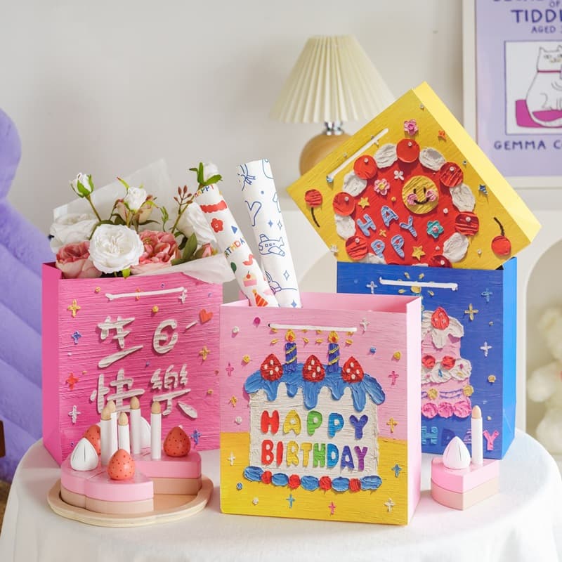 Meowshu Birthday Oil Painting Gift Bag Gift Box Literary Handbag Holiday Bouquet Packaging Gift Paper Bag 2