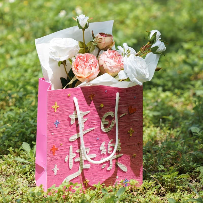 Meowshu Birthday Oil Painting Gift Bag Gift Box Literary Handbag Holiday Bouquet Packaging Gift Paper Bag 5