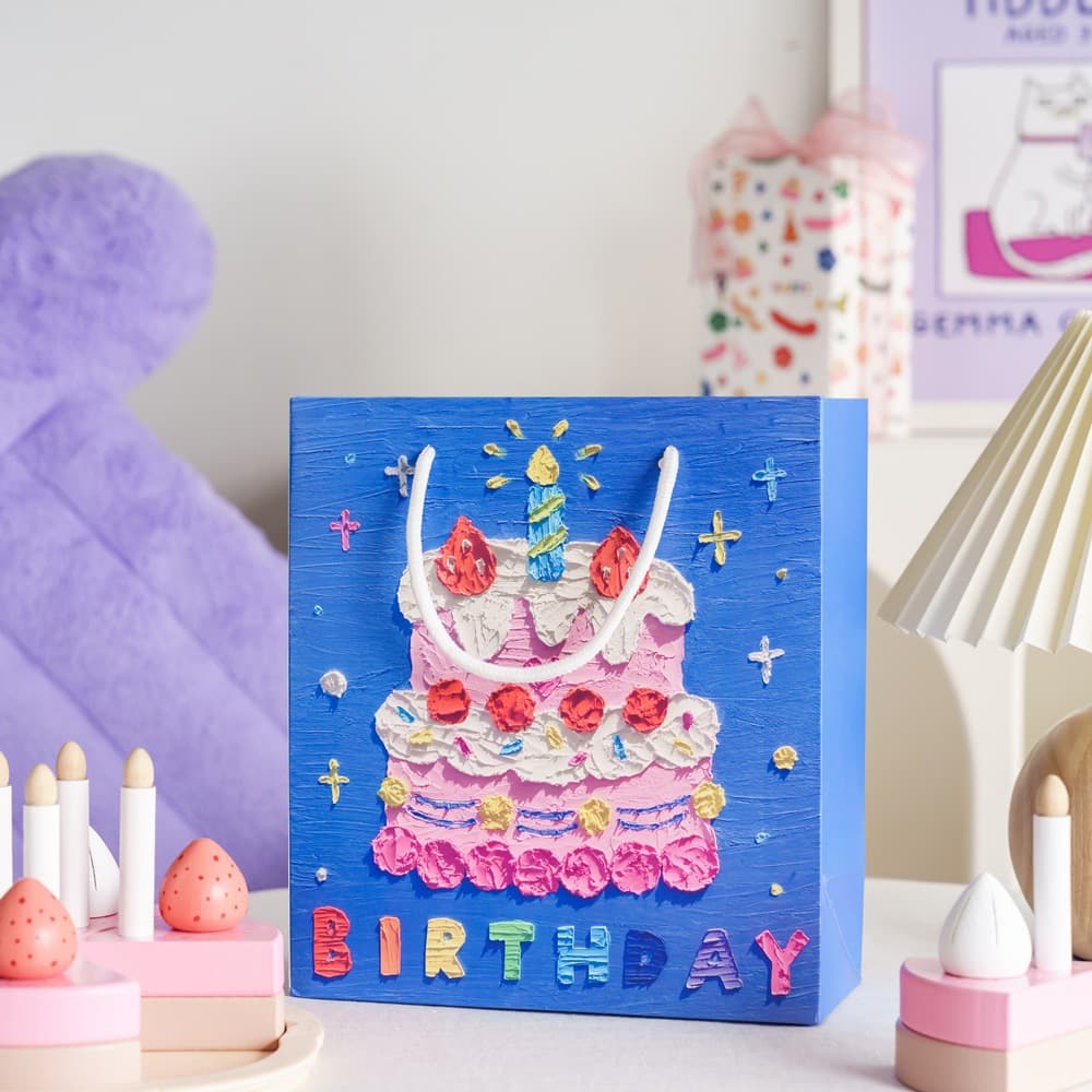 Meowshu Birthday Oil Painting Gift Bag Gift Box Literary Handbag Holiday Bouquet Packaging Gift Paper Bag 9