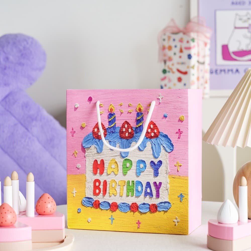 Meowshu Birthday Oil Painting Gift Bag Gift Box Literary Handbag Holiday Bouquet Packaging Gift Paper Bag 10