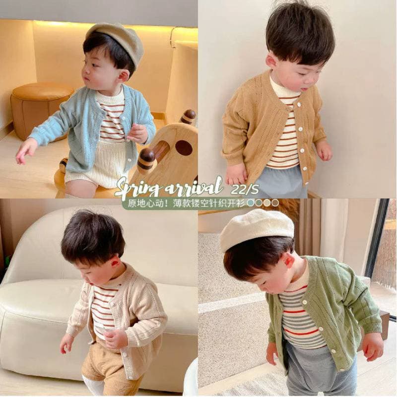 Children's soft and thin coat, baby boy's knitted cardigan, baby hollow solid color sunscreen air-conditioned shirt, drop shipping 4
