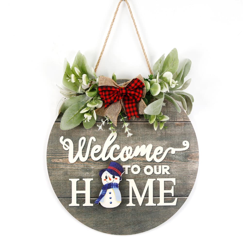 Round Wooden Hanging Sign Holiday Party Decoration DIY Replaceable Pattern Wooden Sign Seasonal Sign Welcome Door Sign 5