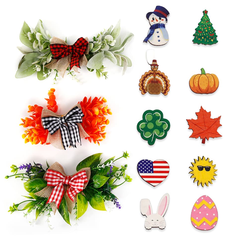 Round Wooden Hanging Sign Holiday Party Decoration DIY Replaceable Pattern Wooden Sign Seasonal Sign Welcome Door Sign 6