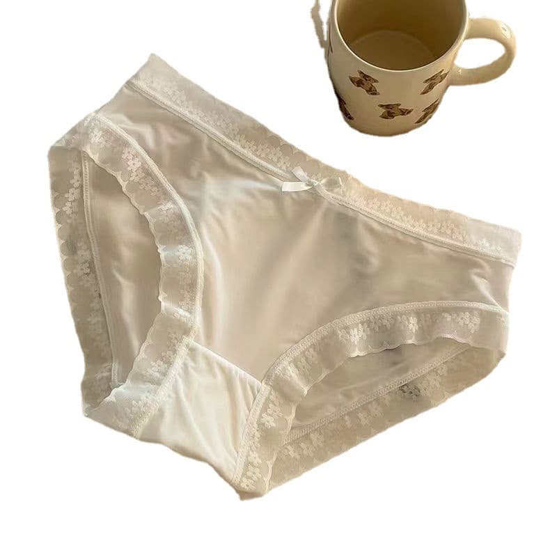 [Butt Mask Pants] Spring and summer color ice silk seamless panties for girls mid-waist pure desire sexy lace girl panties 6