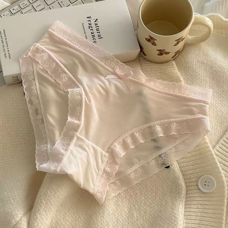 [Butt Mask Pants] Spring and summer color ice silk seamless panties for girls mid-waist pure desire sexy lace girl panties 7