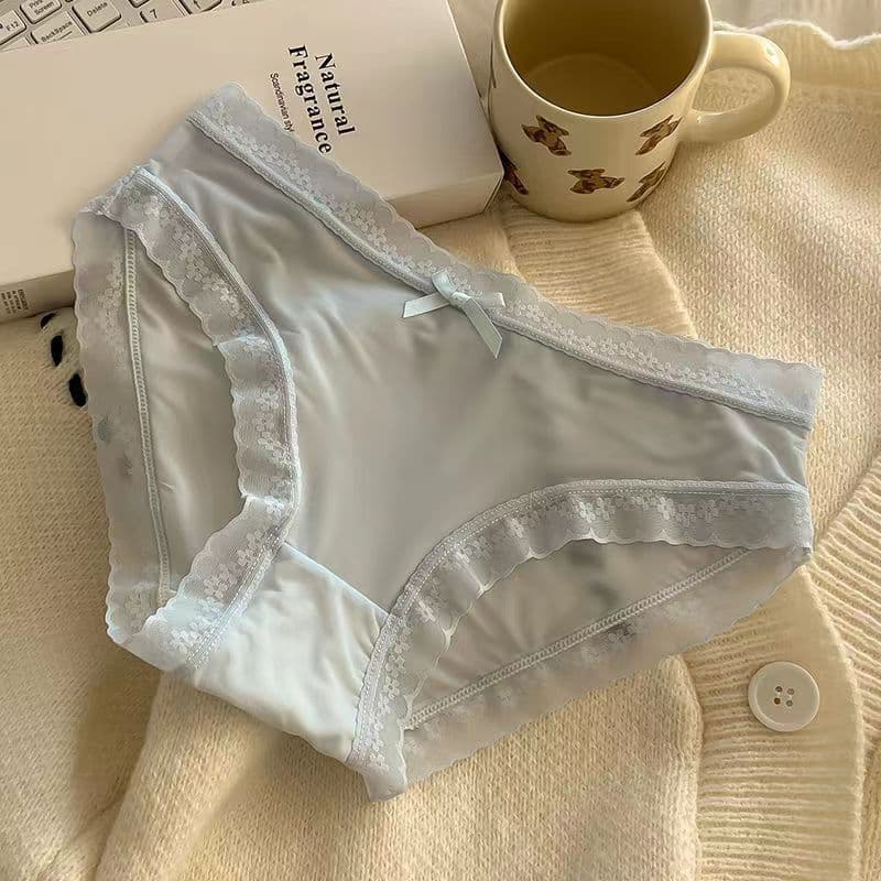 [Butt Mask Pants] Spring and summer color ice silk seamless panties for girls mid-waist pure desire sexy lace girl panties 8