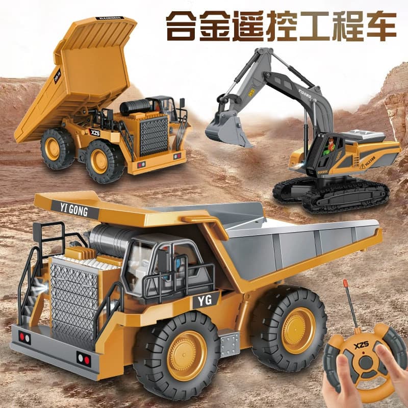Children's alloy remote control engineering vehicle simulation excavator toy bulldozer electric 2.4G boy remote control car model 4