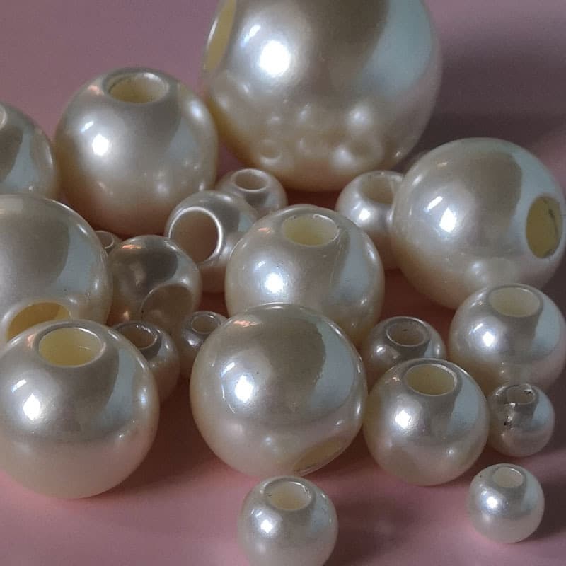 High-quality high-brightness large-hole UV colorful pearlescent white abs imitation pearl luggage hair rope diy perforated loose beads sold by the piece 4