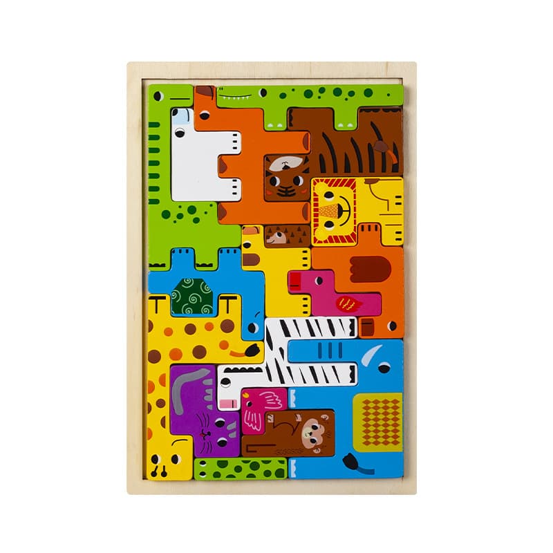 New educational three-dimensional Russian cartoon creative wooden puzzle building blocks for children's early education enlightenment cognitive assembly 10