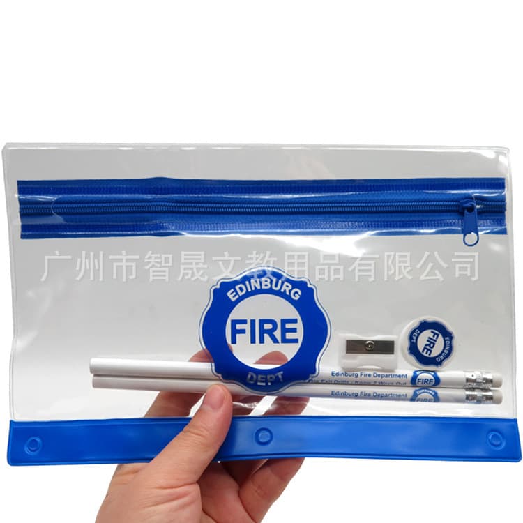 Manufacturer customized American popular portable school office PVC pencil case stationery combination set promotional advertising products 2