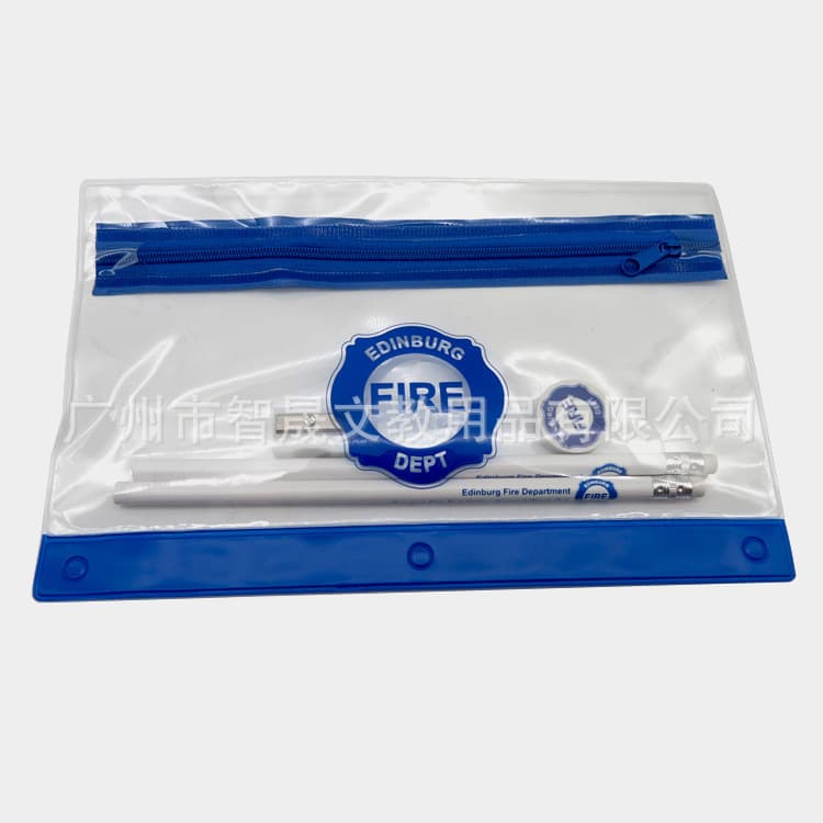 Manufacturer customized American popular portable school office PVC pencil case stationery combination set promotional advertising products 4