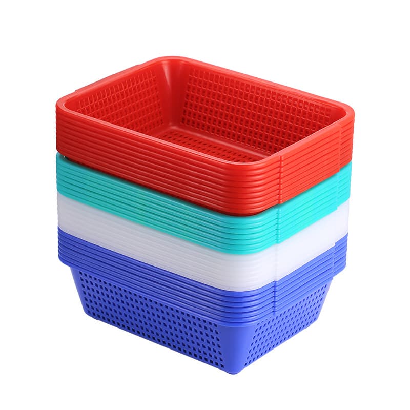Thickened drain basket rectangular plastic basket storage basket white sorting frame plastic vegetable washing basket fruit and vegetable basket 6
