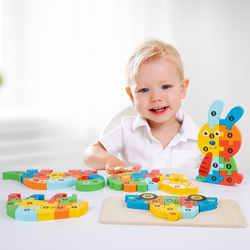 Cross-border wooden early childhood education three-dimensional puzzle building blocks animal traffic cognitive puzzle baby intellectual development toys 3