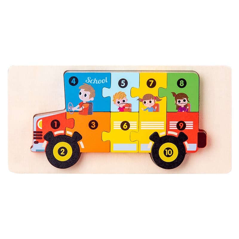 Cross-border wooden early childhood education three-dimensional puzzle building blocks animal traffic cognitive puzzle baby intellectual development toys 7