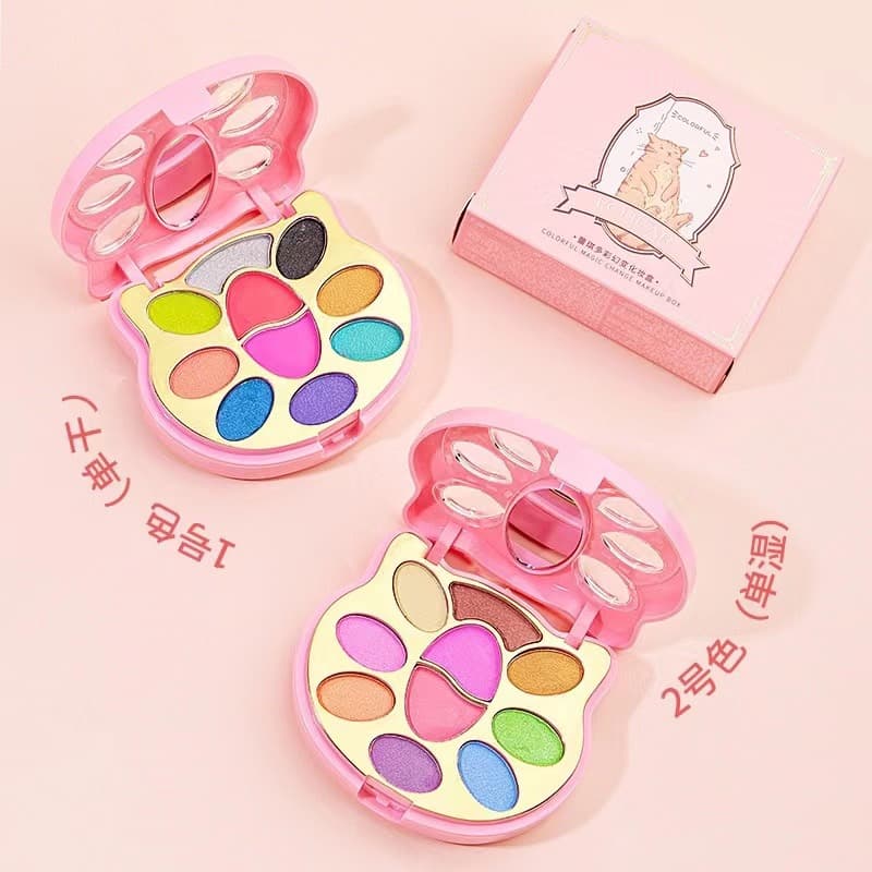 Lucky colorful makeup box, lip gloss, blush, foundation, five colors of eye shadow in one box Q2171 4