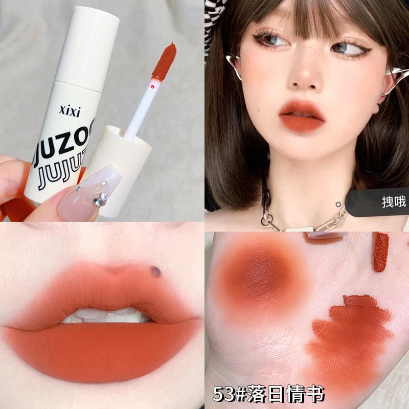 xixi mousse smooth color lip mud matte matte velvet whitening lip glaze for students affordable not easy to fade lipstick 8