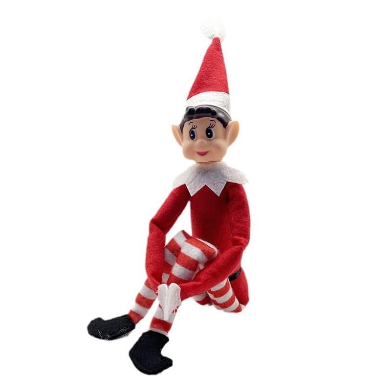 Christmas decoration supplies Christmas elf long-legged Christmas ornaments rainbow-colored sitting posture Christmas bookshelf elf ornaments 6