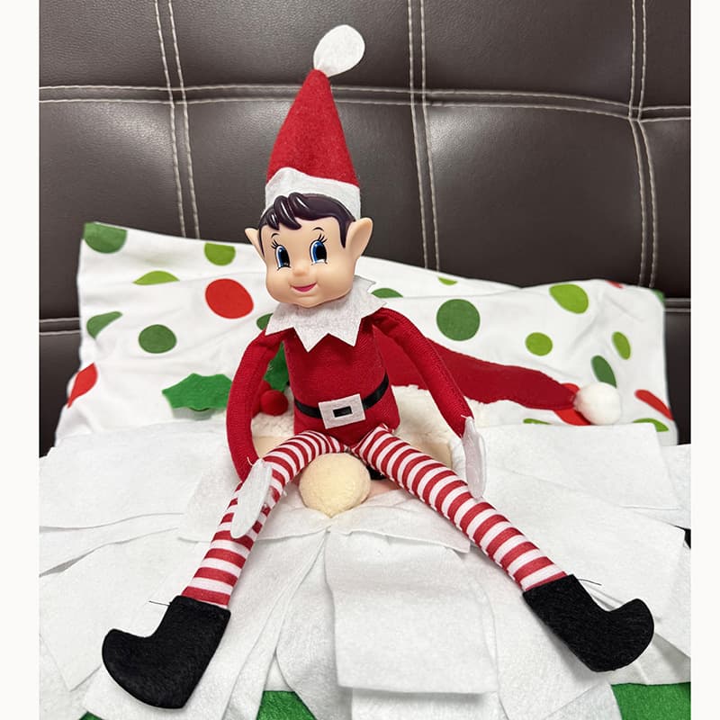 Christmas decoration supplies Christmas elf long-legged Christmas ornaments rainbow-colored sitting posture Christmas bookshelf elf ornaments 8