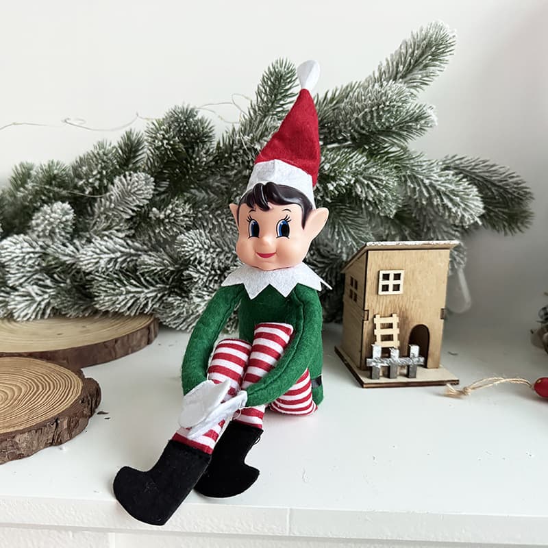 Christmas decoration supplies Christmas elf long-legged Christmas ornaments rainbow-colored sitting posture Christmas bookshelf elf ornaments 9