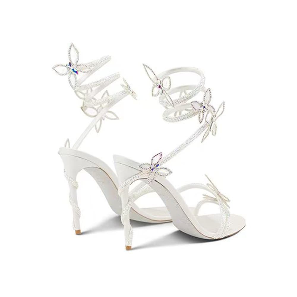 Cross-border factory spring and summer new rc snake-shaped butterfly diamond flower stiletto heel Roman sandals boots European and American banquet women's shoes 6