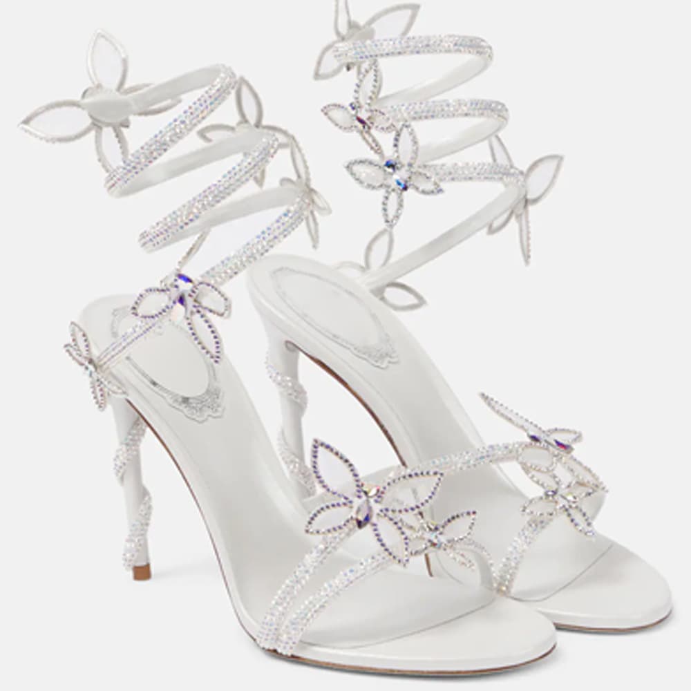 Cross-border factory spring and summer new rc snake-shaped butterfly diamond flower stiletto heel Roman sandals boots European and American banquet women's shoes 7