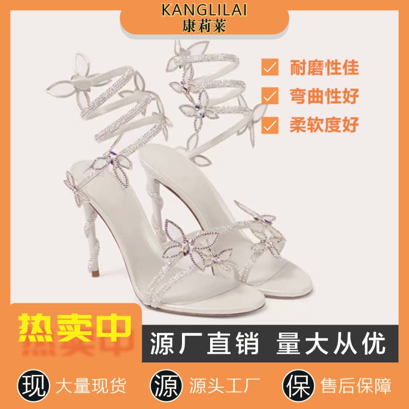 Cross-border factory spring and summer new rc snake-shaped butterfly diamond flower stiletto heel Roman sandals boots European and American banquet women's shoes 1